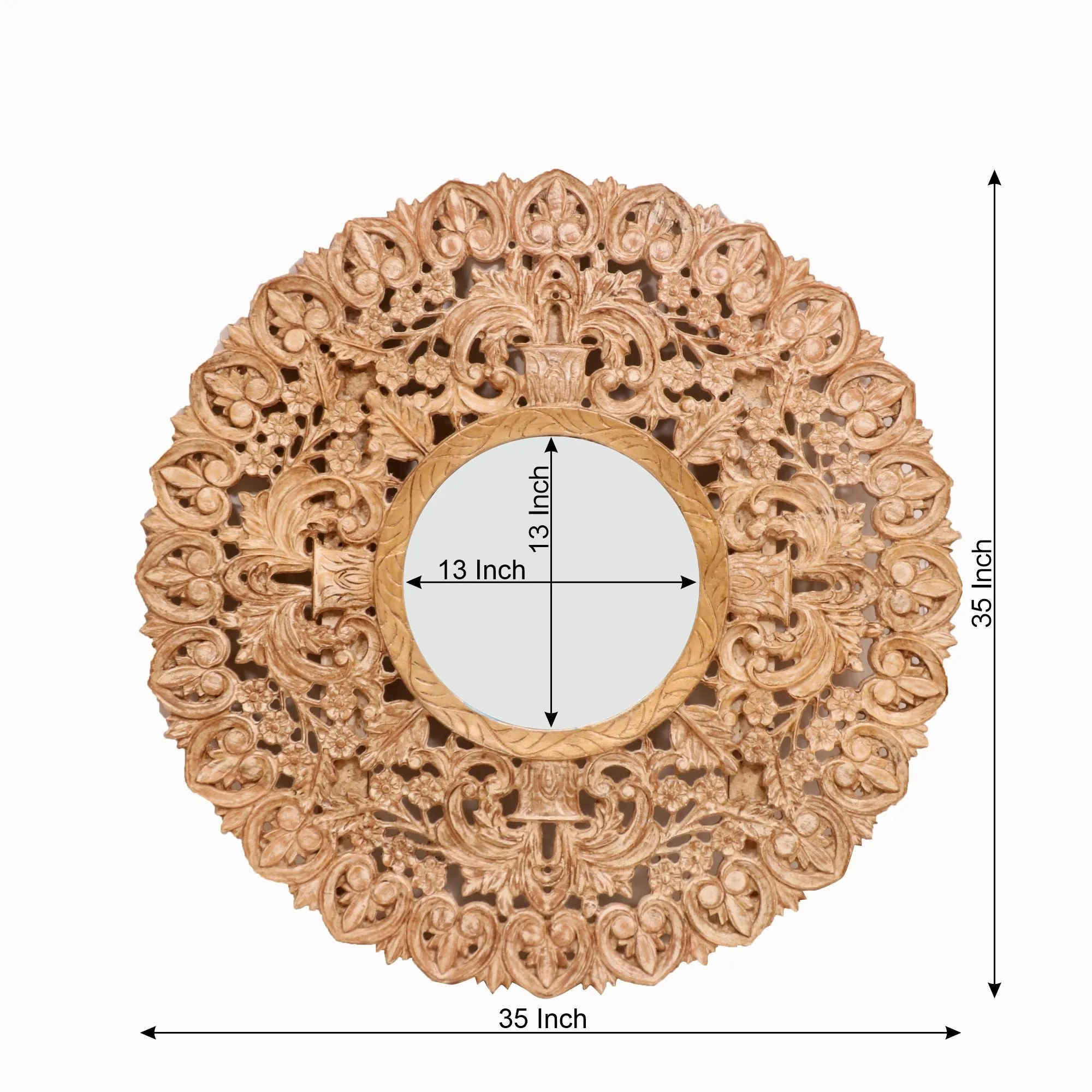 Intricate Carved Wooden Mirror