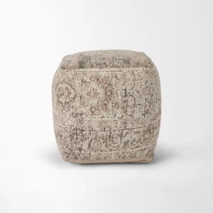 Jacquard Sophie Pouf in Taupe