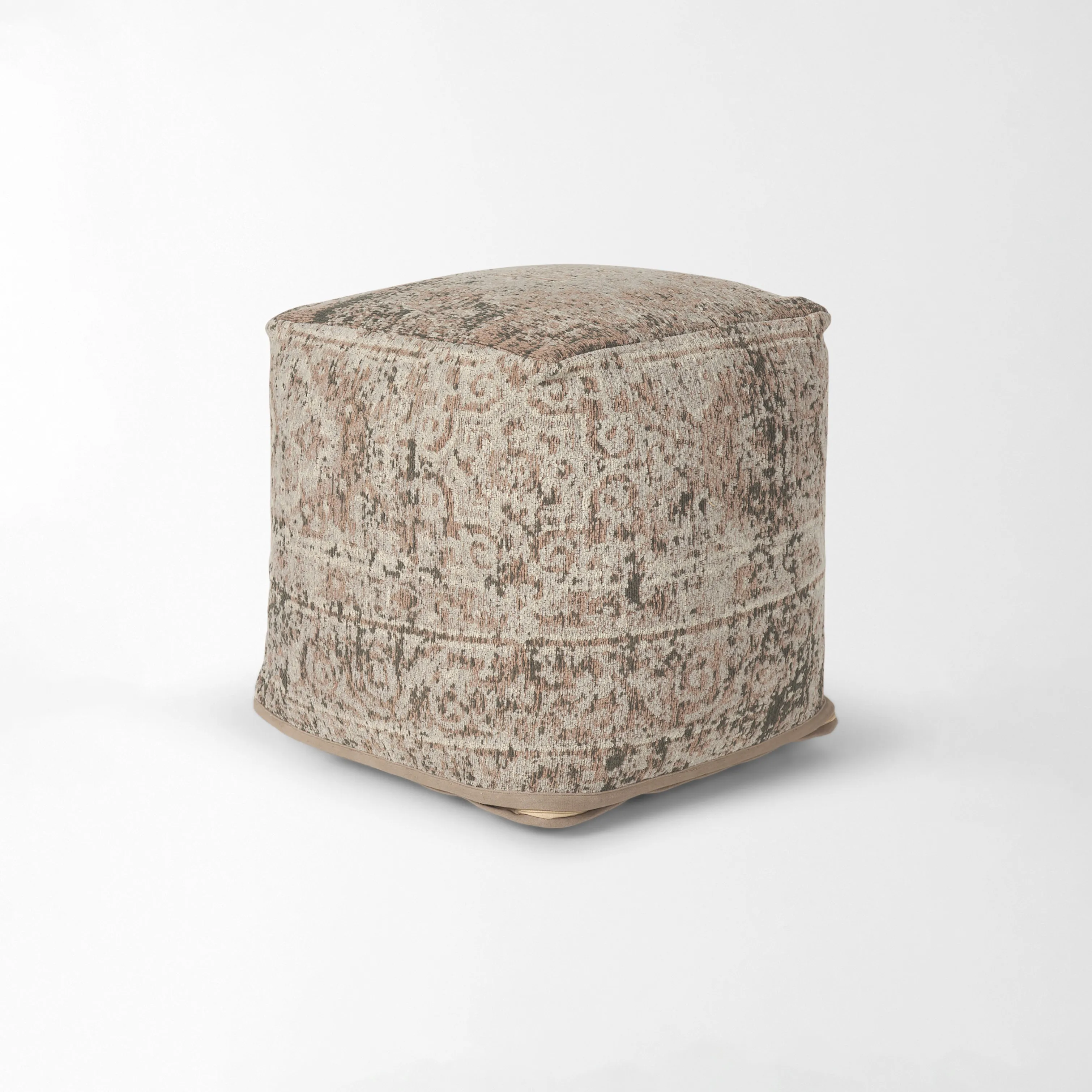 Jacquard Sophie Pouf in Taupe