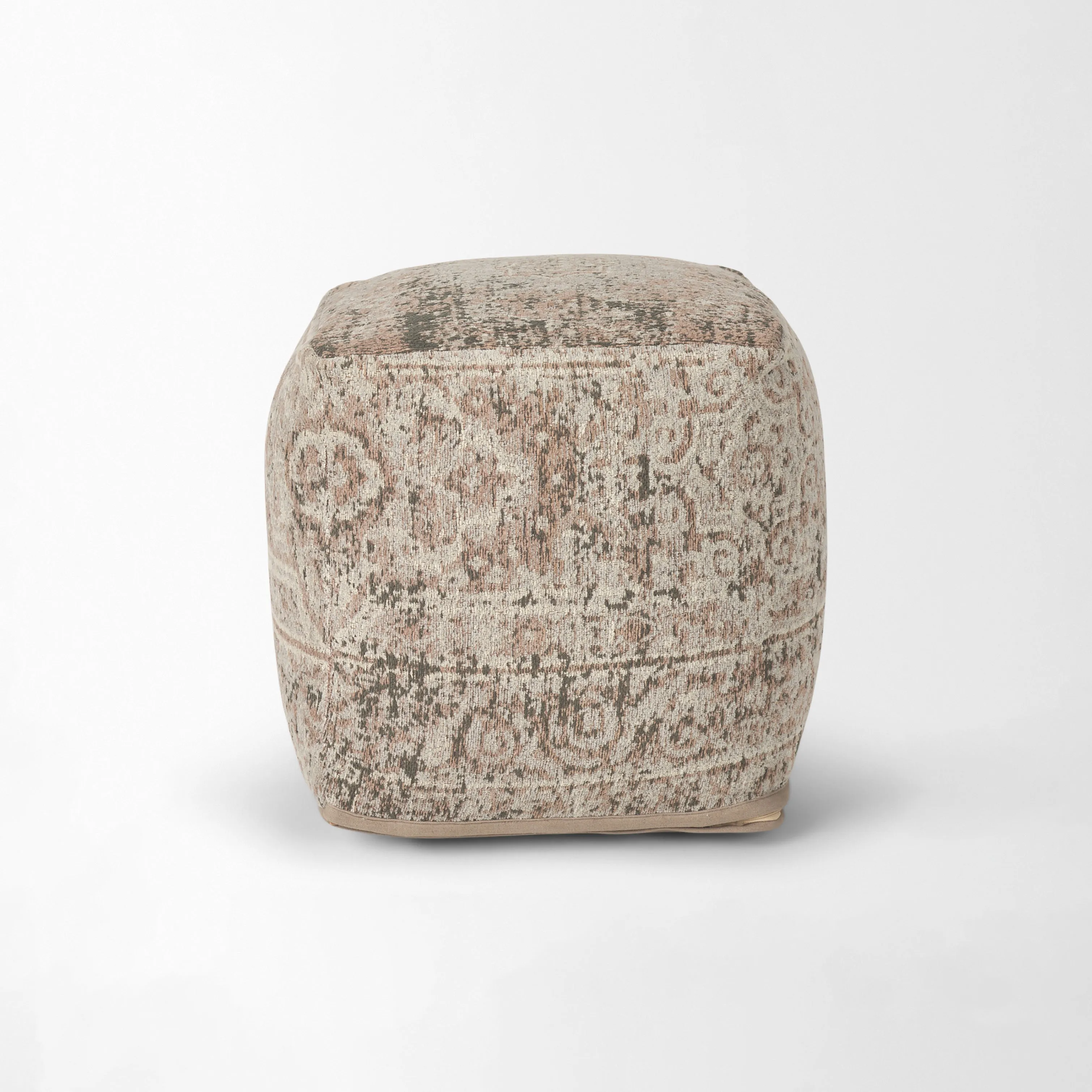 Jacquard Sophie Pouf in Taupe