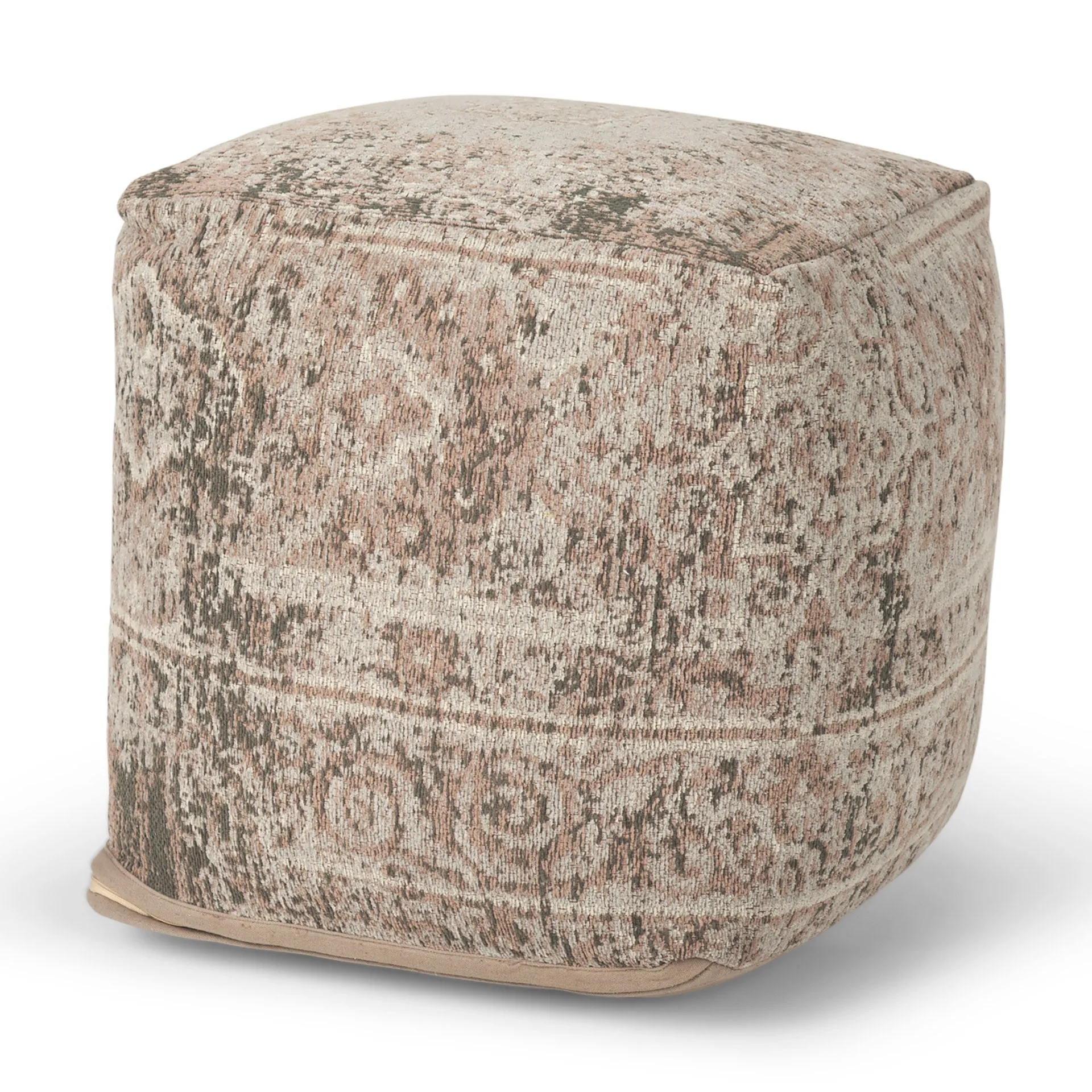 Jacquard Sophie Pouf in Taupe