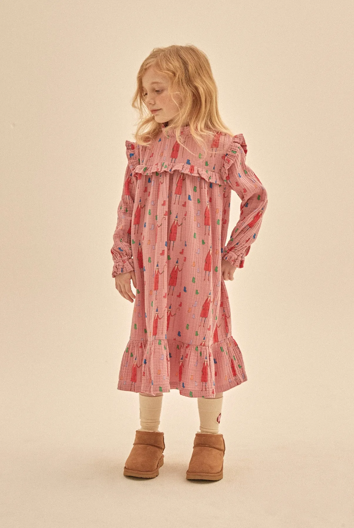 Jelly Mallow Santa Frill Dress | Pink