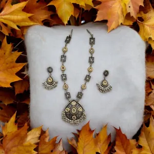 Jewelestia Antique Gold Necklace and Earring Set