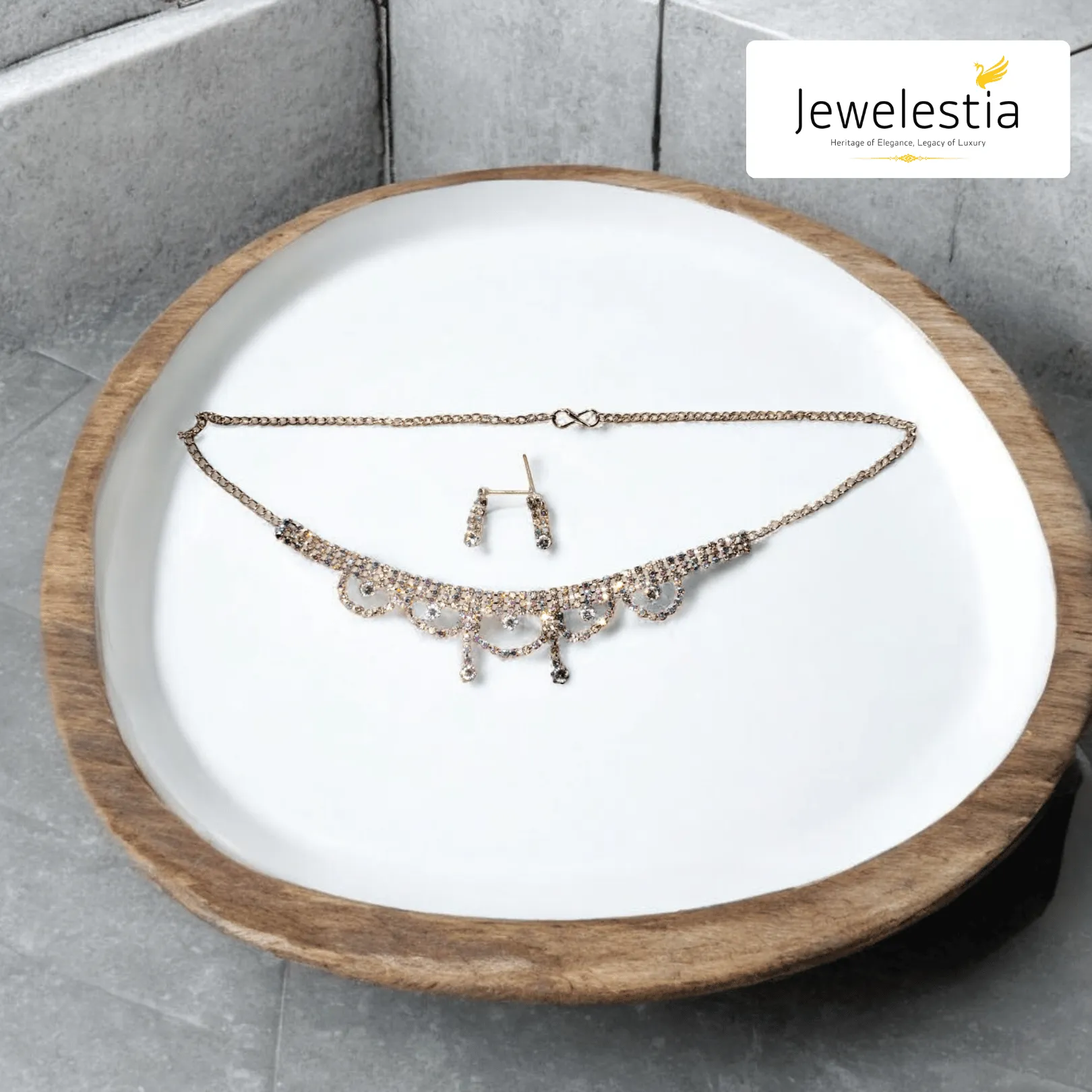 Jewelestia Dazzling Crystal Necklace With Earring Set