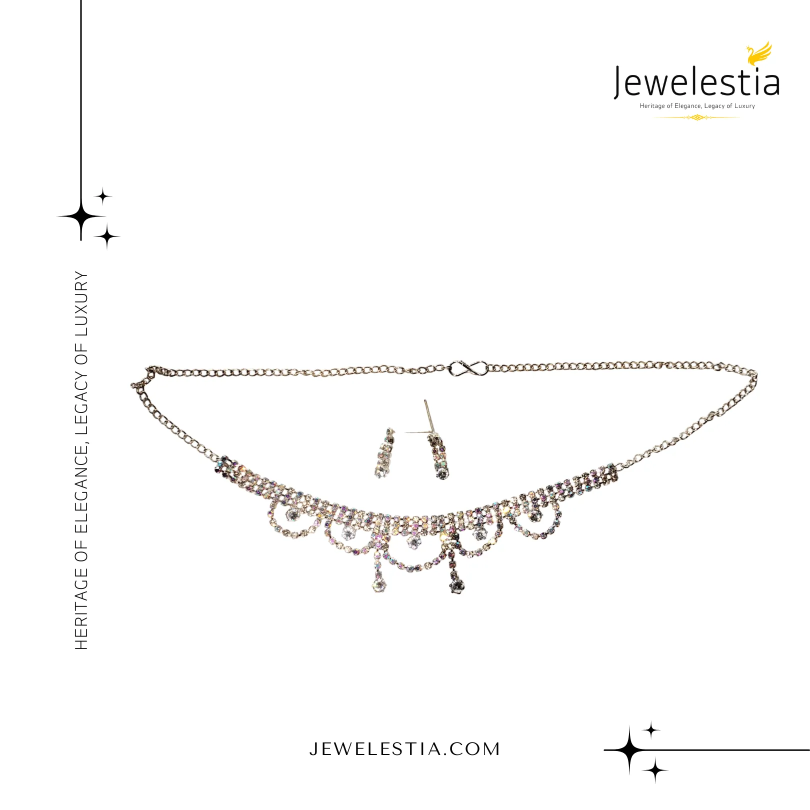 Jewelestia Dazzling Crystal Necklace With Earring Set
