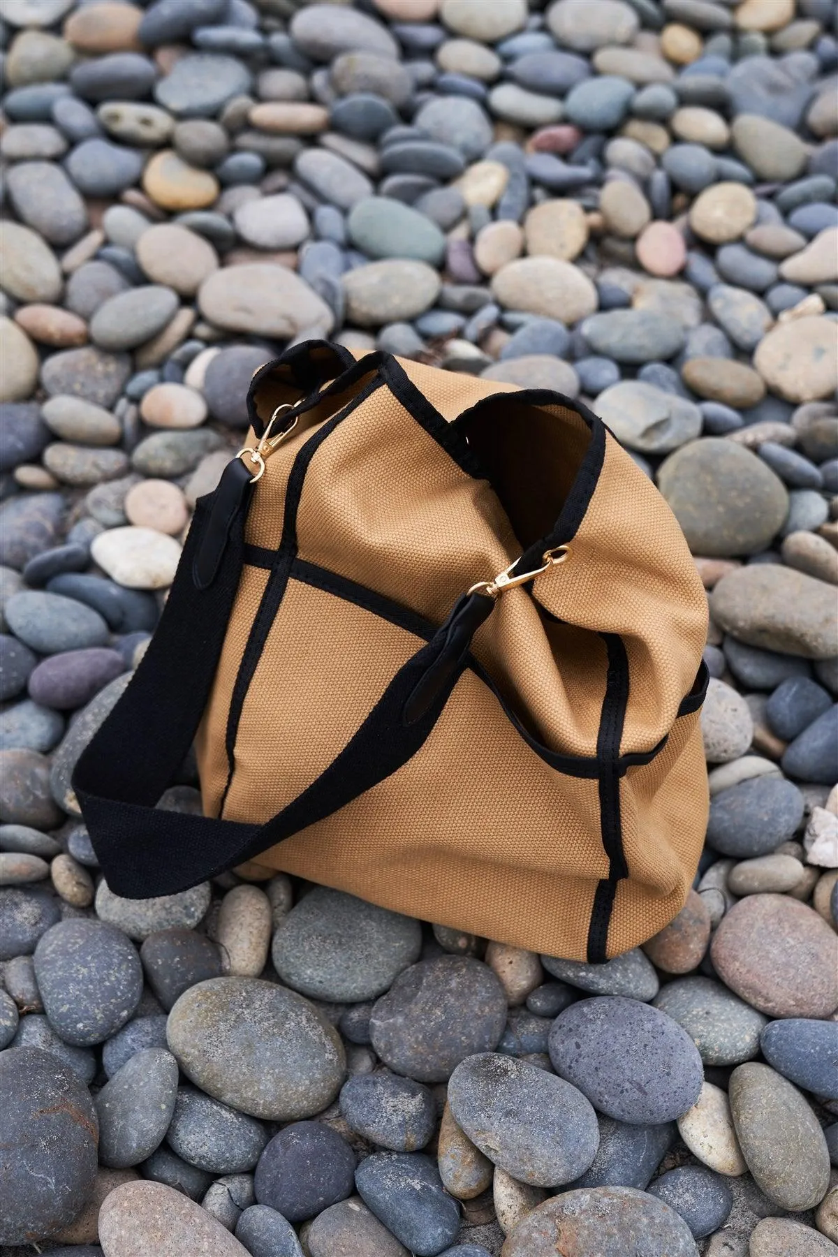 Khaki Canvas Hardware Belt Detail Shoulder Strap Tote Bag /1 Bag