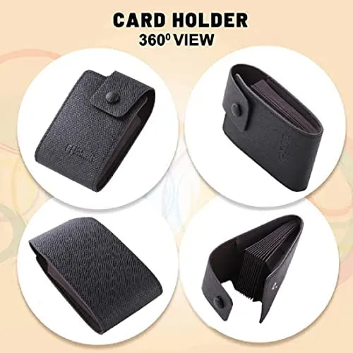 Kuber Industries Card Holder Wallet for Men Women|Debit Credit Card Holder|Wallet for Id, Visiting Card, Buisness Card|Button Closure|Black (Pack of 6)