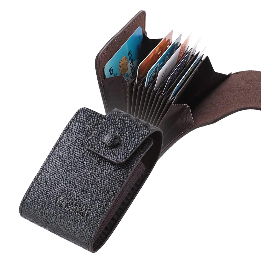 Kuber Industries Card Holder Wallet for Men Women|Debit Credit Card Holder|Wallet for Id, Visiting Card, Buisness Card|Button Closure|Black (Pack of 6)