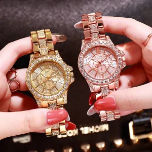 Ladies Dazzling Three Eye Rhinestone Dress Watch