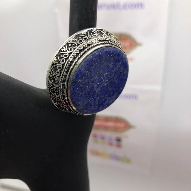 Lapis Stone Ring, Statement Ring, Tribal Ethnic Ring
