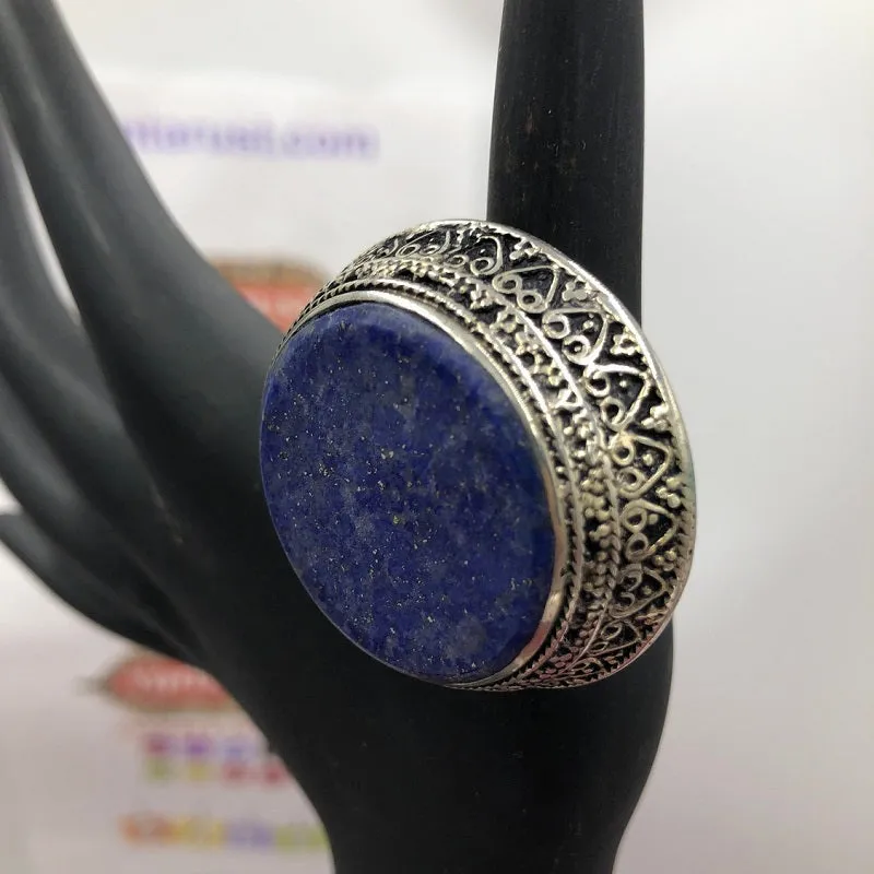 Lapis Stone Ring, Statement Ring, Tribal Ethnic Ring