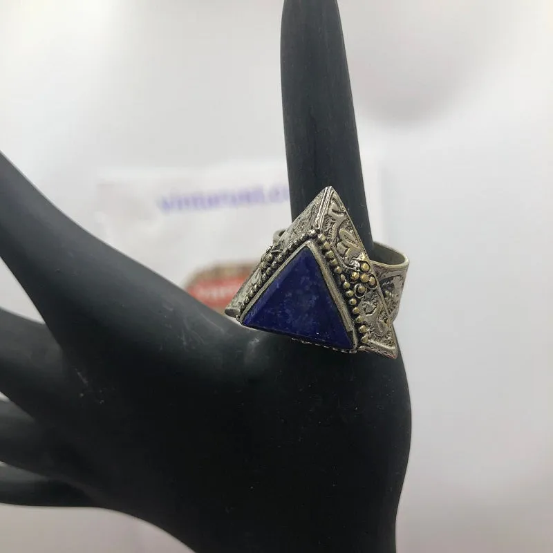 Lapis Stone Ring, Statement Ring, Tribal Ethnic Ring