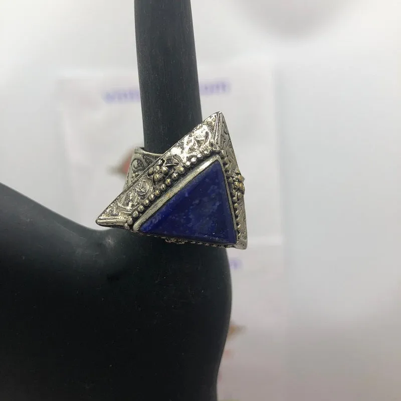 Lapis Stone Ring, Statement Ring, Tribal Ethnic Ring