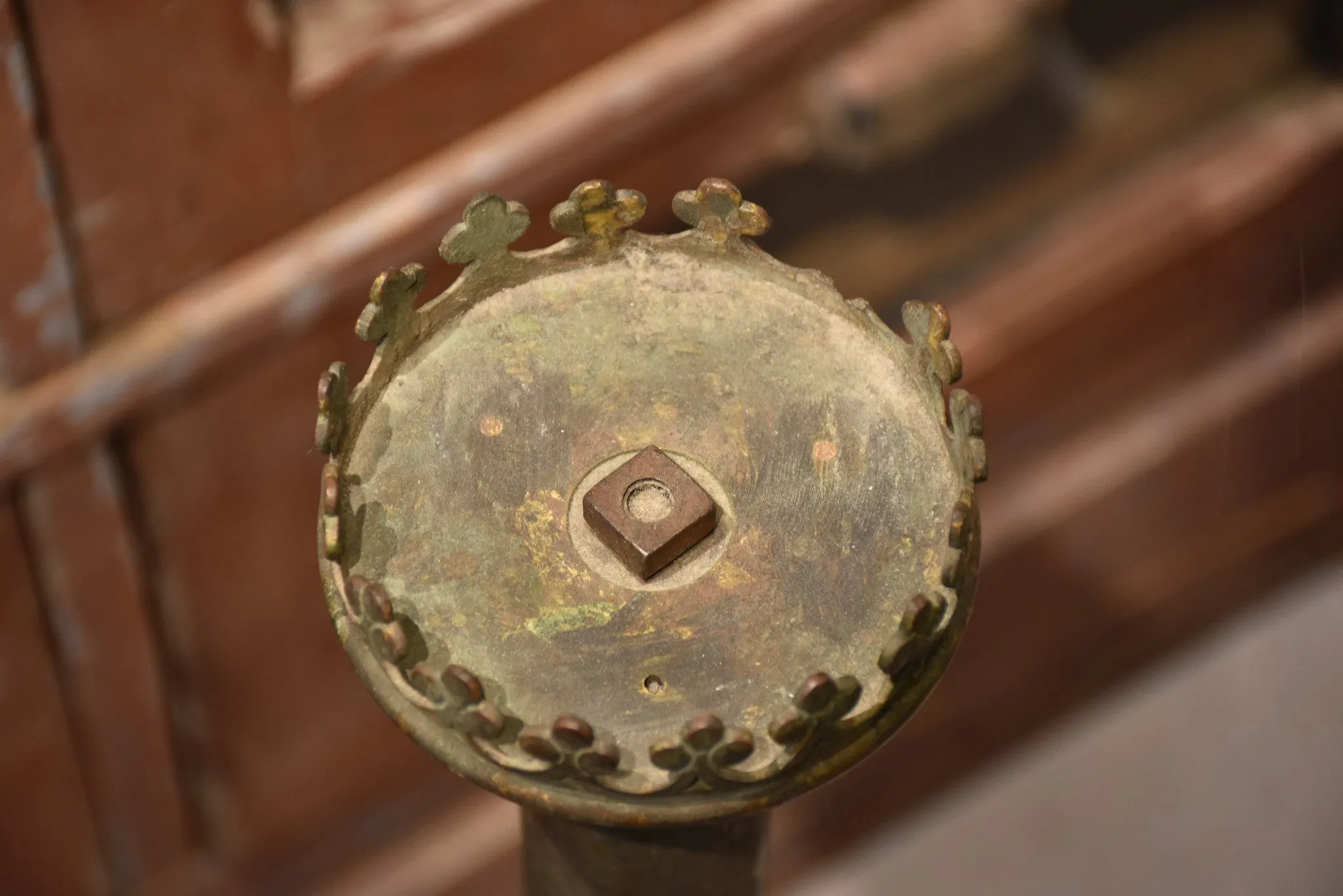 Large antique French candlestick - copper