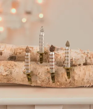 LC1555 - Metallic Striped Candle Ornaments Set of 4