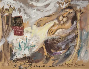Lion In Bed With A Soda Cracker Box