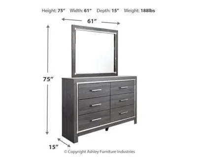 Lodanna Queen Panel Bed with 2 Storage Drawers with Mirrored Dresser and Nightstand