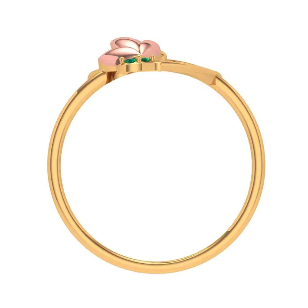 Lotus Motif Heart-shaped Ring
