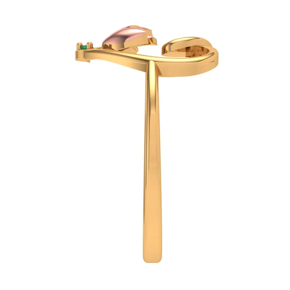 Lotus Motif Heart-shaped Ring