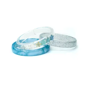 LR- Stars Pearlized Blue Glitter Gold Mix Bangles