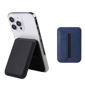 Magnetic MagSafe Leather Wallet Credit Card Holder   Kickstand Stand - Dark Blue