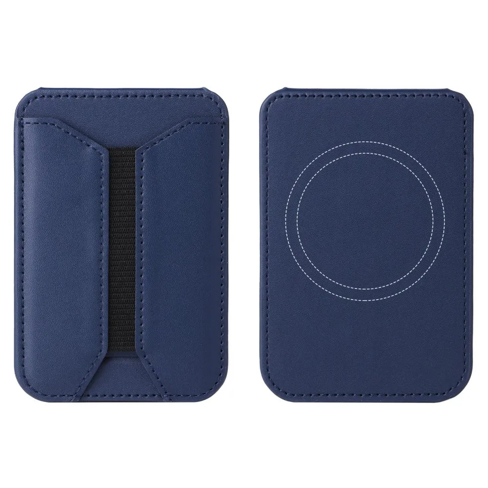 Magnetic MagSafe Leather Wallet Credit Card Holder   Kickstand Stand - Dark Blue