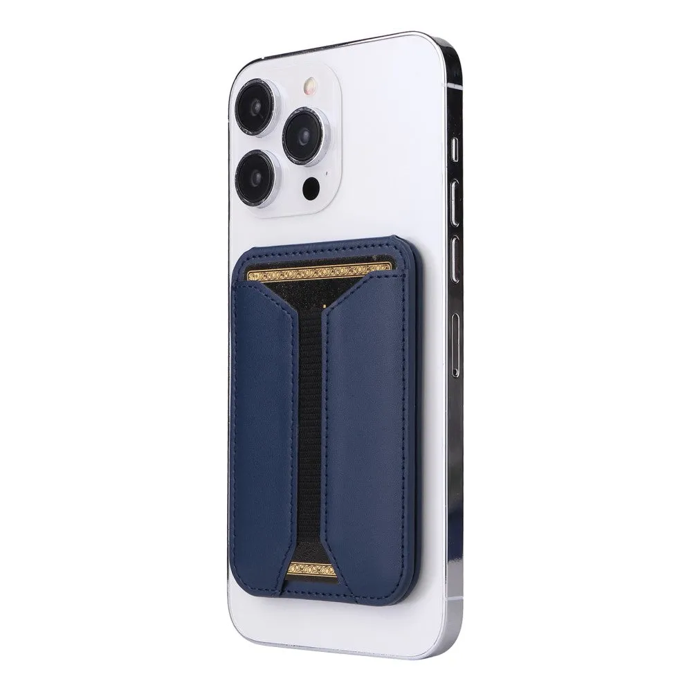 Magnetic MagSafe Leather Wallet Credit Card Holder   Kickstand Stand - Dark Blue