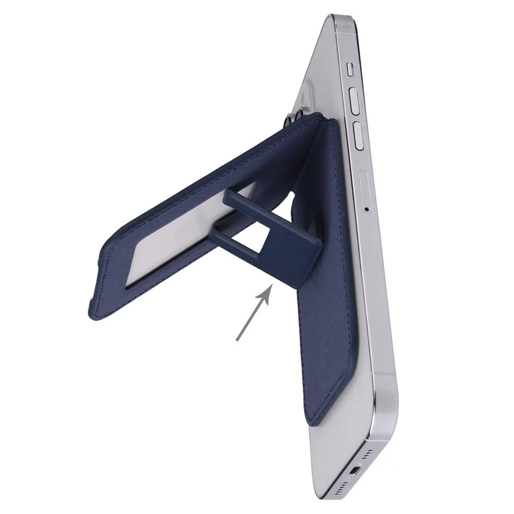 Magnetic MagSafe Leather Wallet Credit Card Holder   Kickstand Stand - Dark Blue
