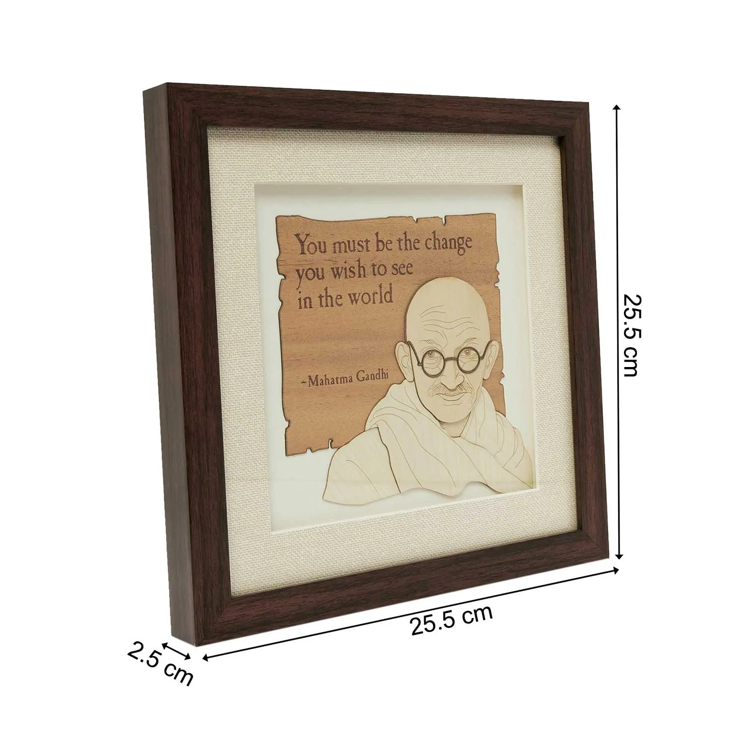 Mahatma Gandhi Wood Art Frame 10 in x 10 in