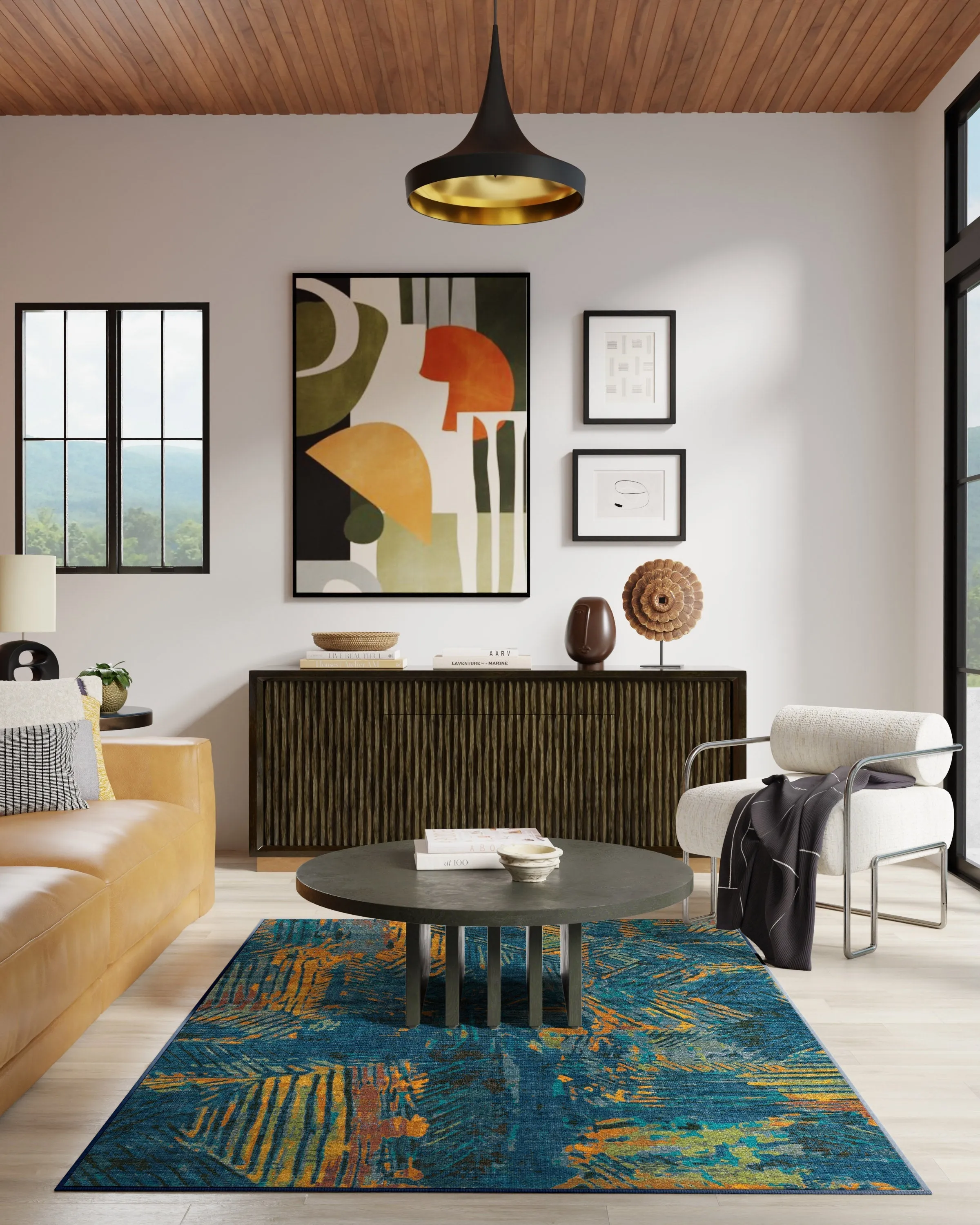 Malene Barnett Sgraffito Royal Blue Rug