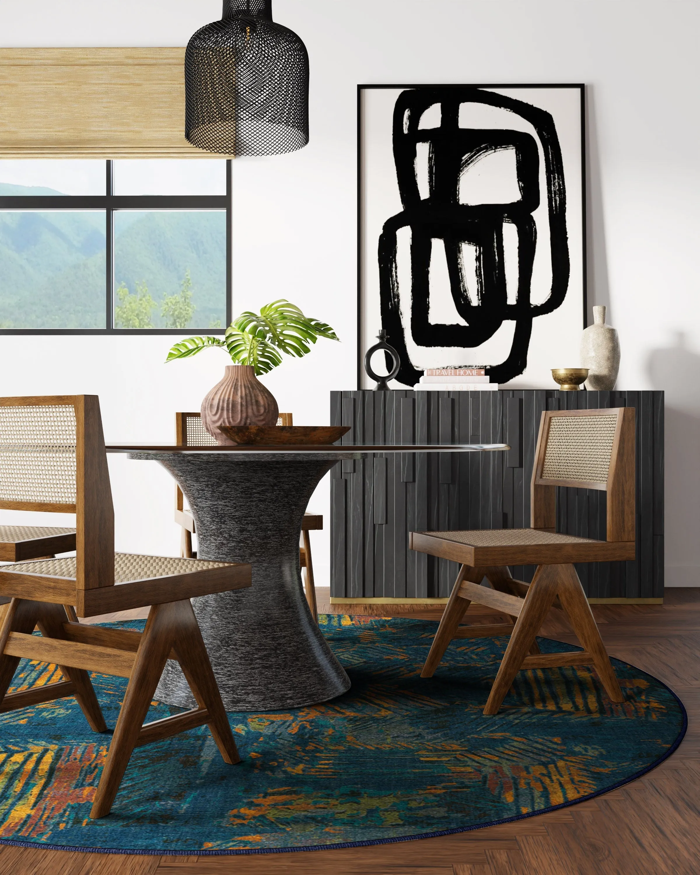 Malene Barnett Sgraffito Royal Blue Tufted Rug