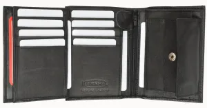Marshal Mens Leather Trifold Wallet Hipster Multi Card ID Holder Black