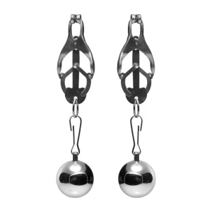 Master Series Deviant Monarch Weighted Nipple Clamps Silver
