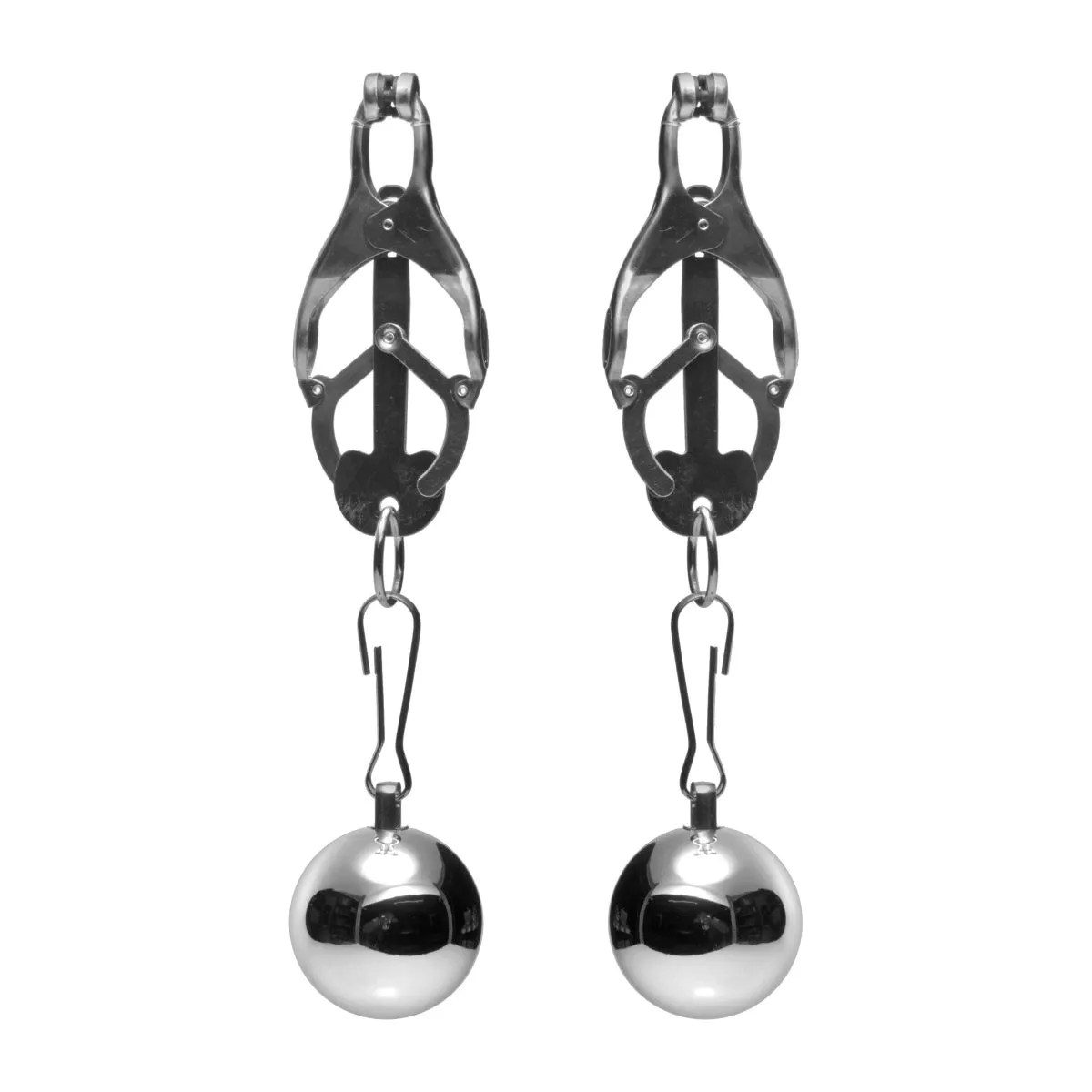 Master Series Deviant Monarch Weighted Nipple Clamps Silver