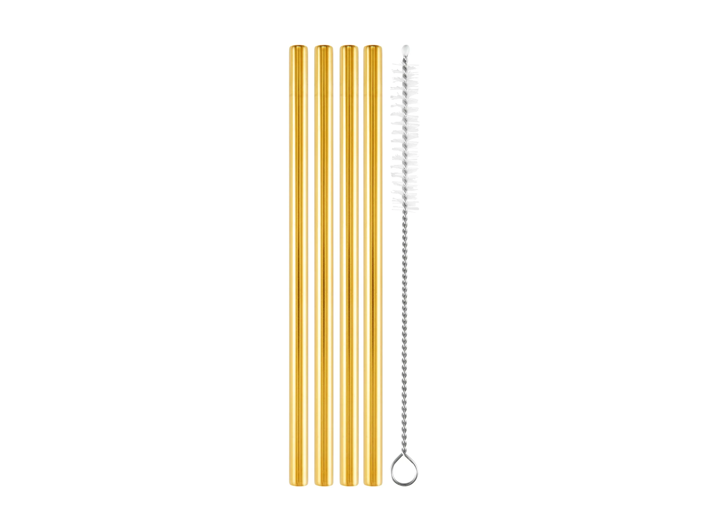 Maxwell & Williams Cocktail & Co Reusable 4pc Cocktail Straws With Brush Set - Gold