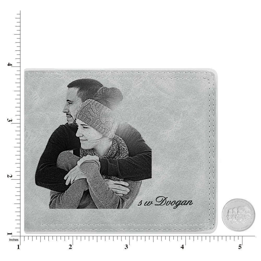 Men's Bifold Short Custom Photo Wallet Grey