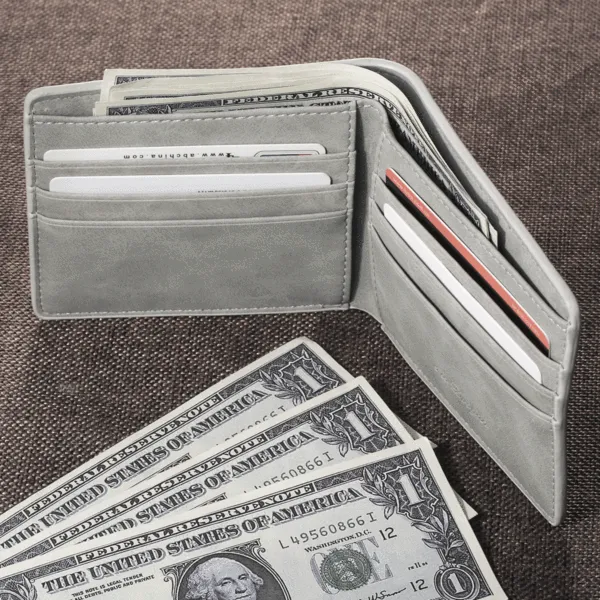 Men's Bifold Short Custom Photo Wallet Grey
