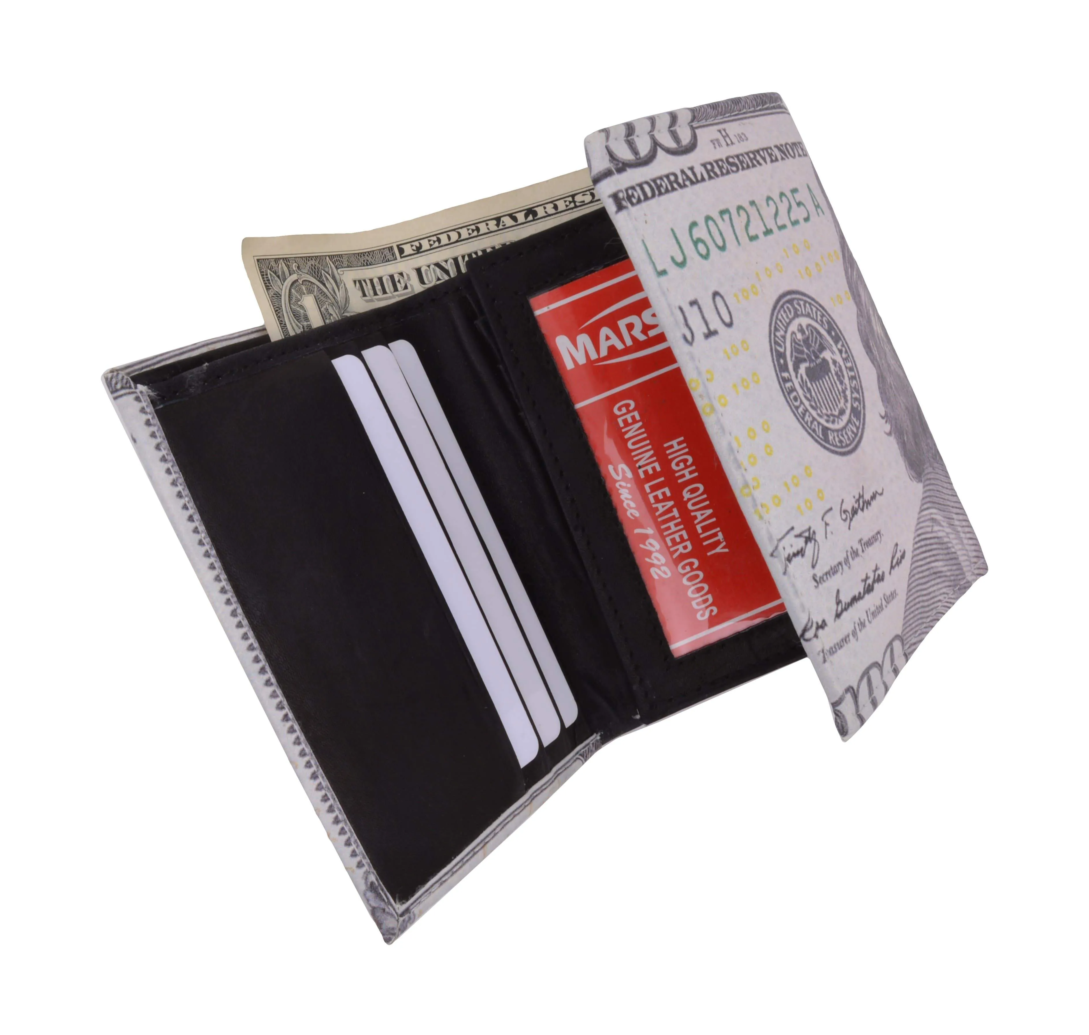 Men's genuine leather credit card id holder trifold wallet with middle flap 1346