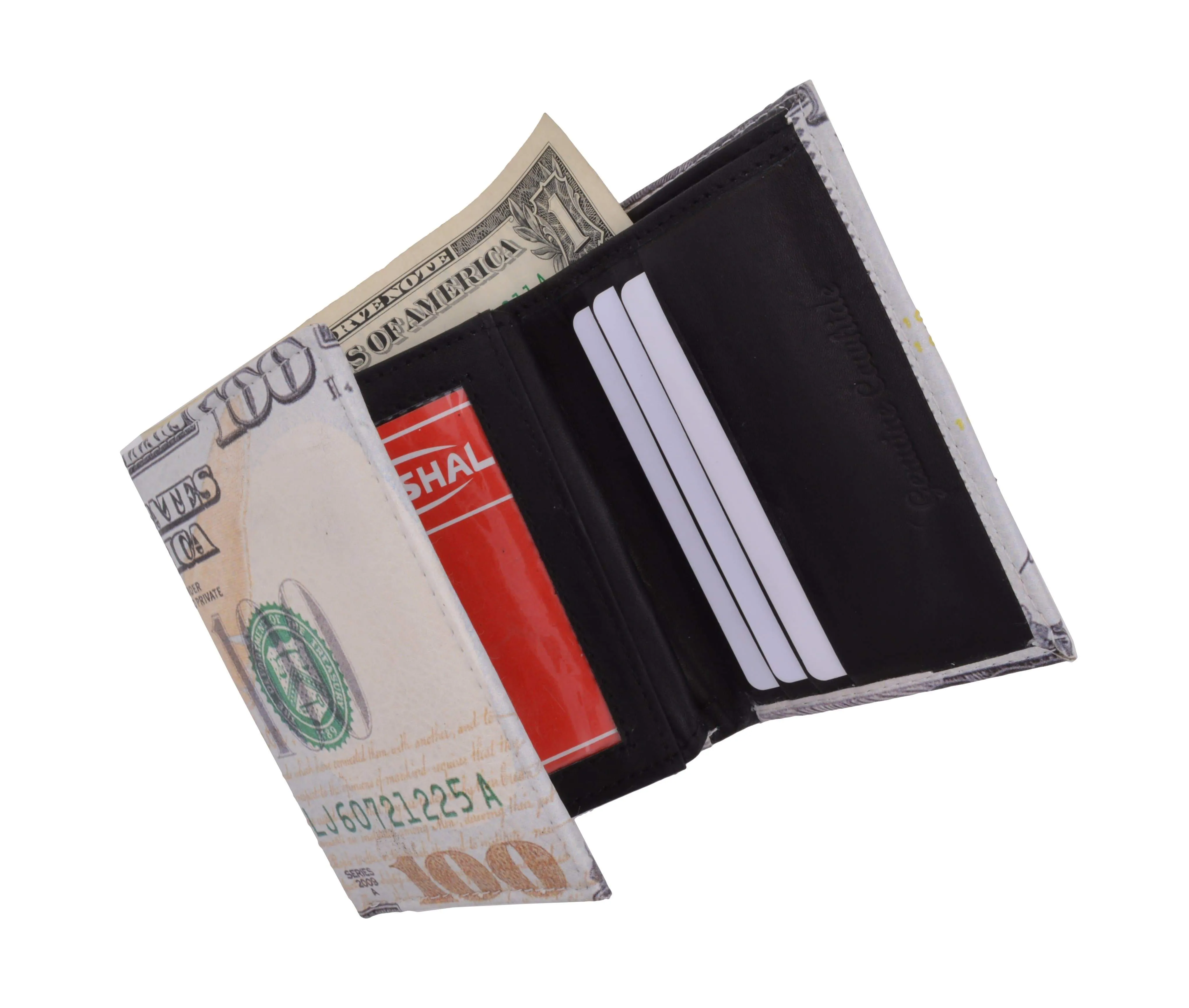 Men's genuine leather credit card id holder trifold wallet with middle flap 1346