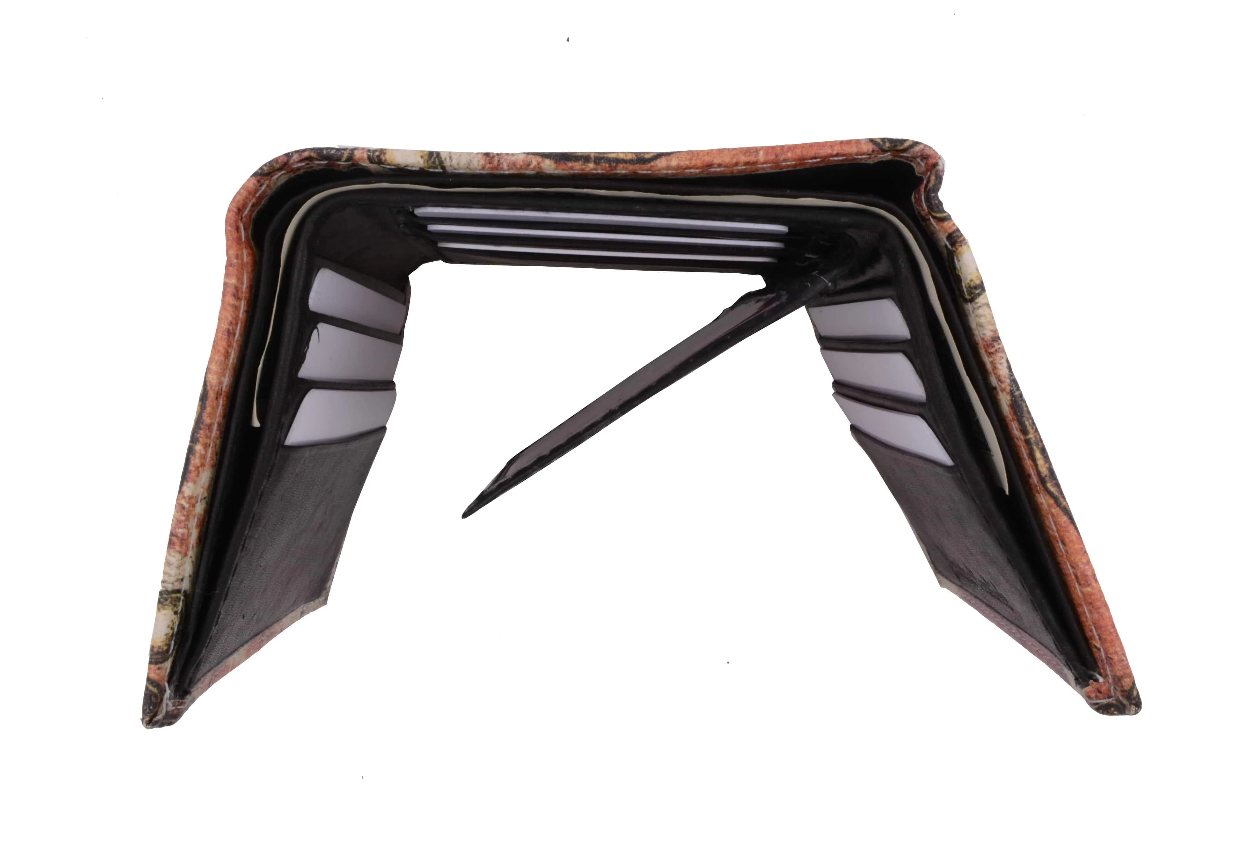 Men's genuine leather credit card id holder trifold wallet with middle flap 1346