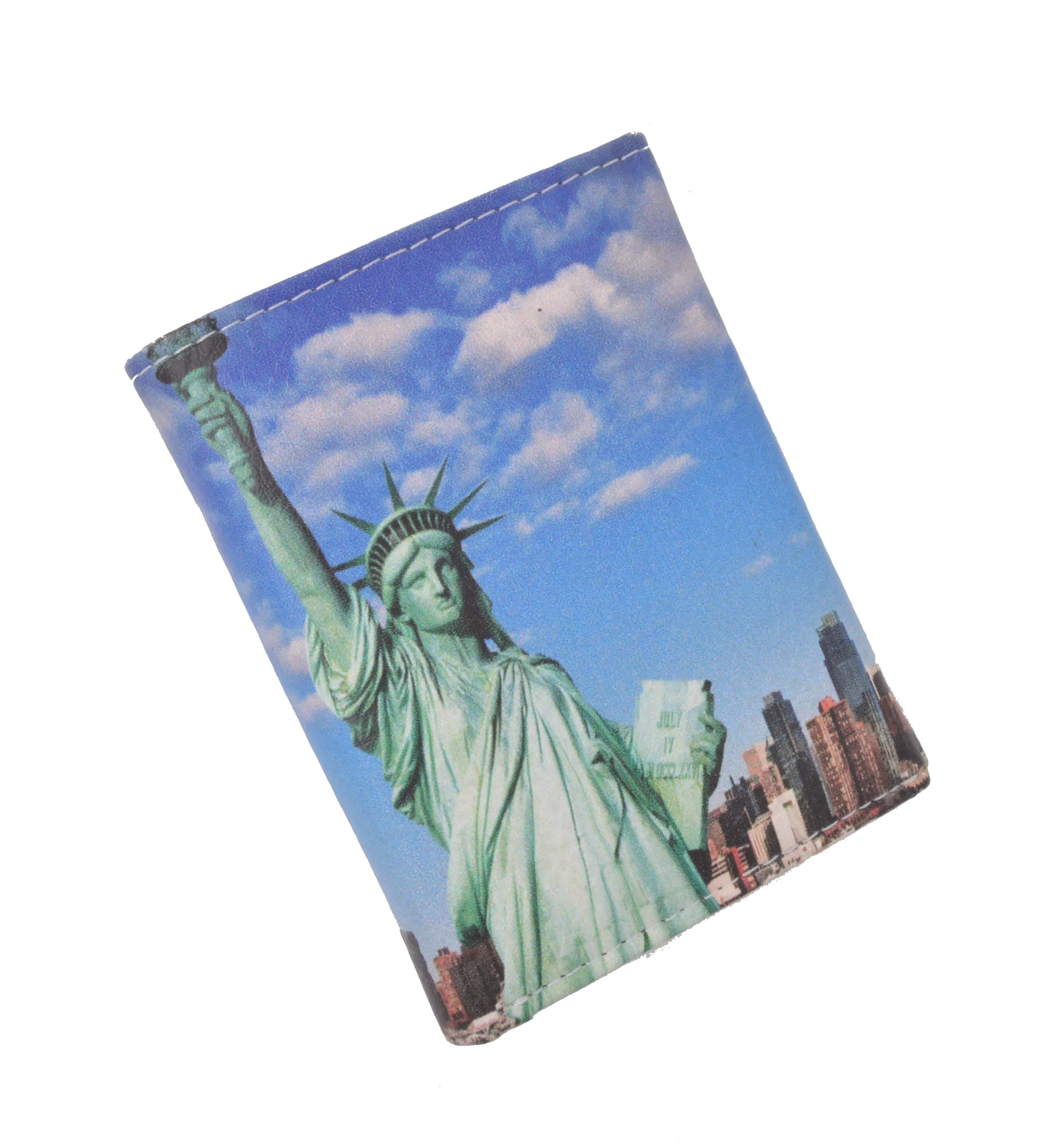 Men's genuine leather credit card id holder trifold wallet with middle flap 1346