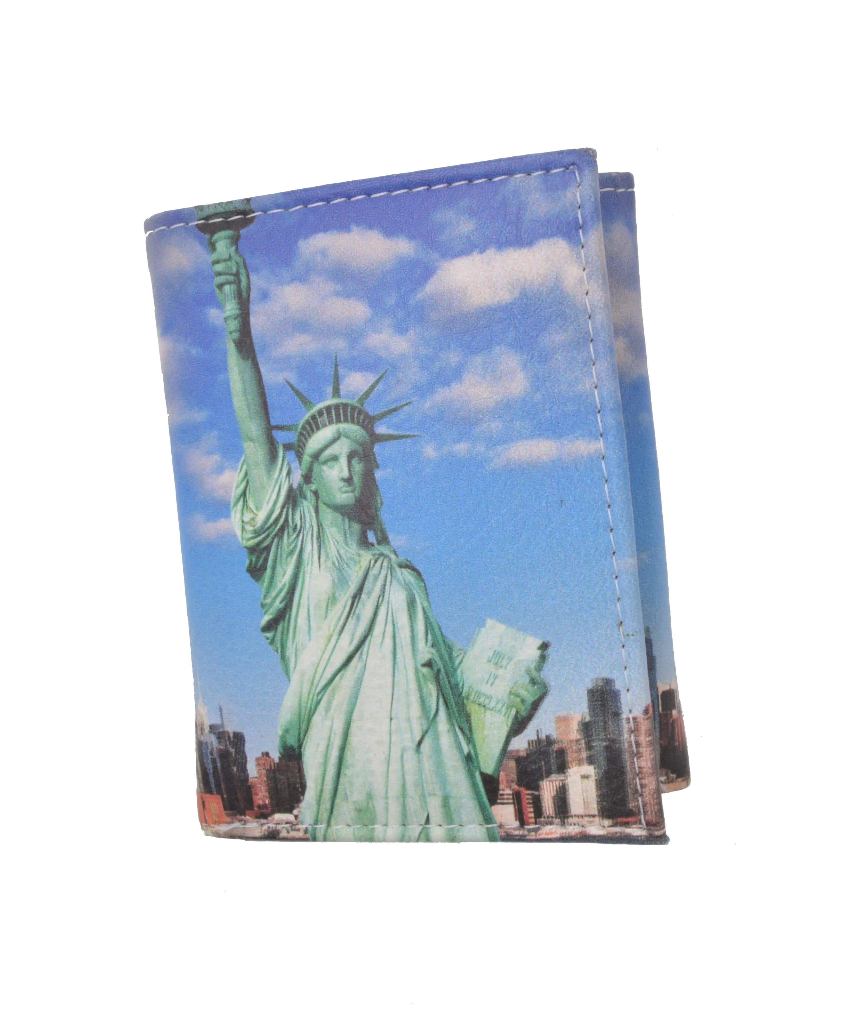 Men's genuine leather credit card id holder trifold wallet with middle flap 1346