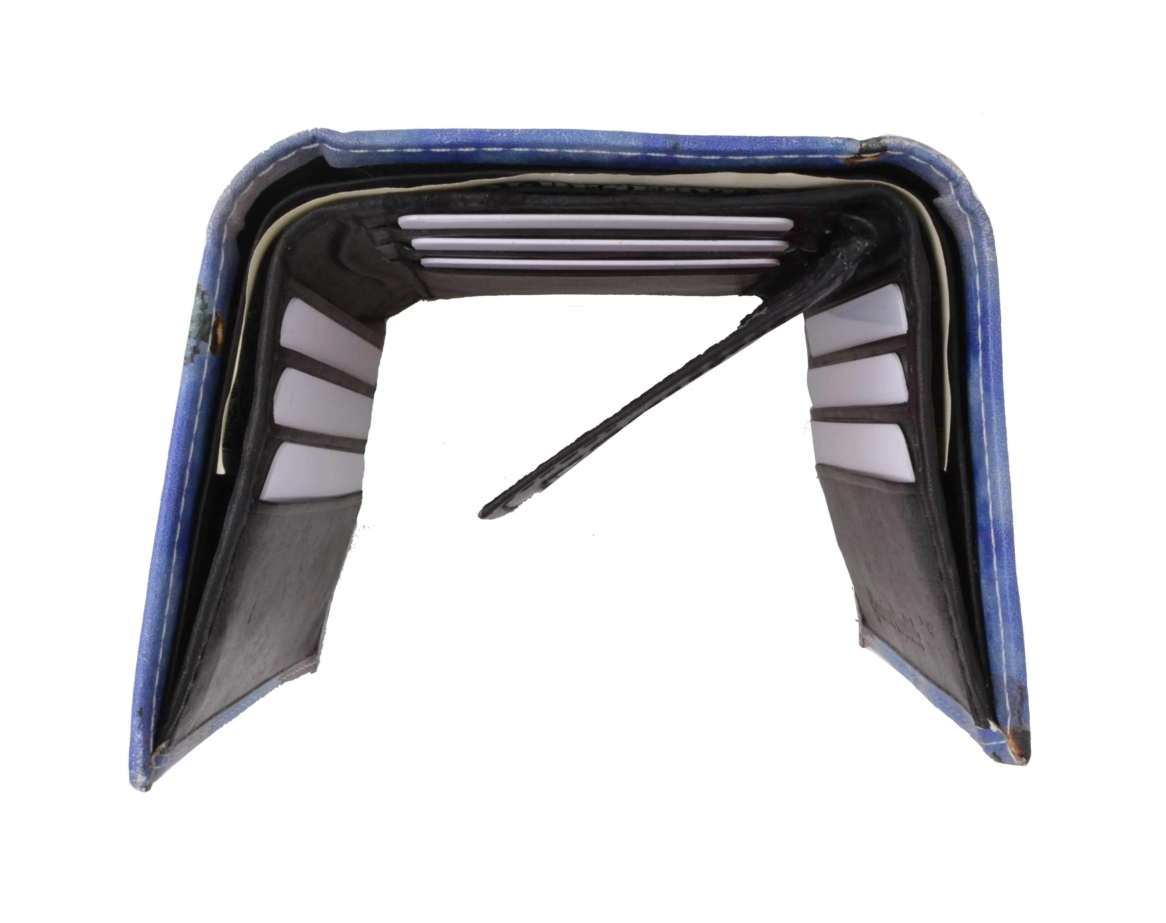 Men's genuine leather credit card id holder trifold wallet with middle flap 1346