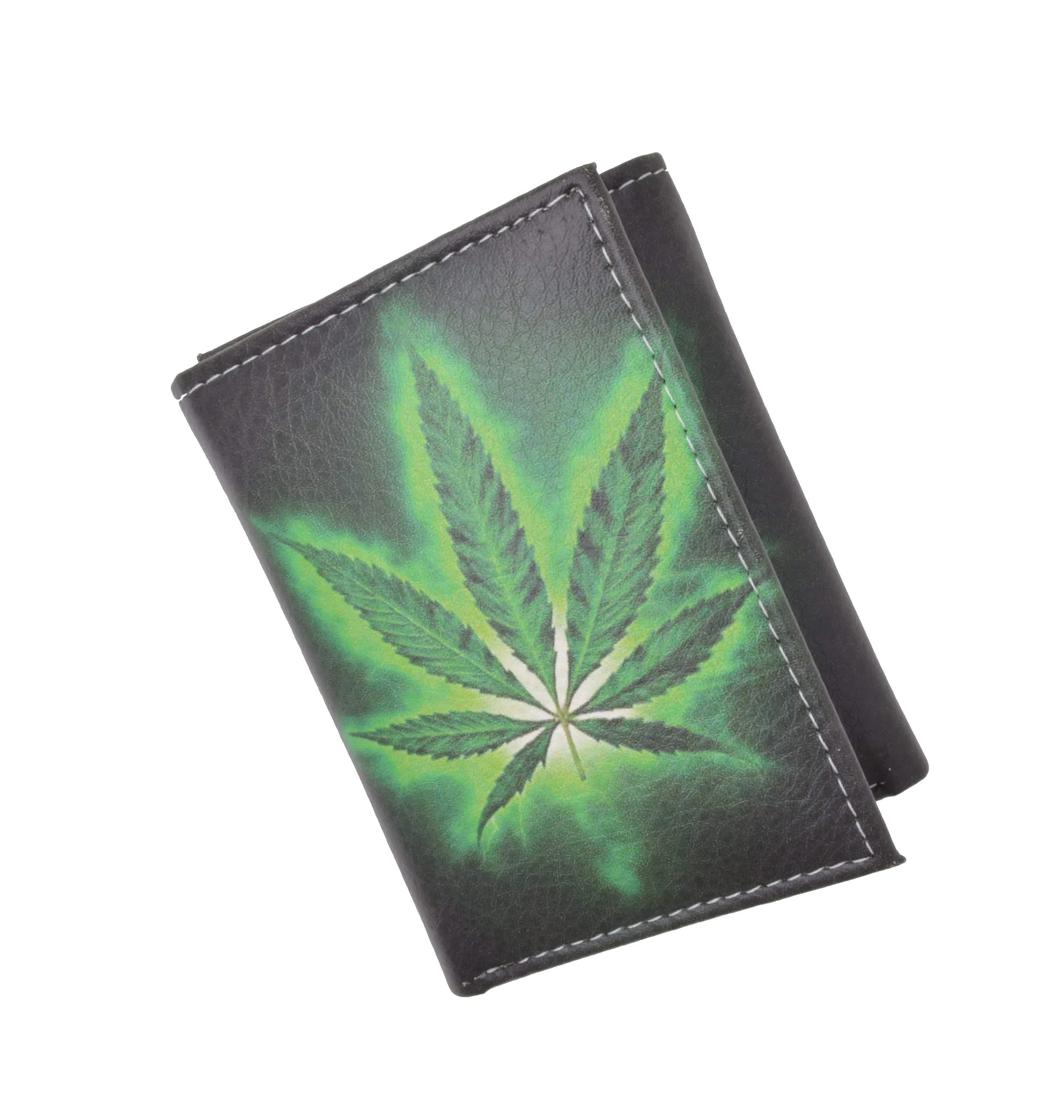 Men's genuine leather credit card id holder trifold wallet with middle flap 1346