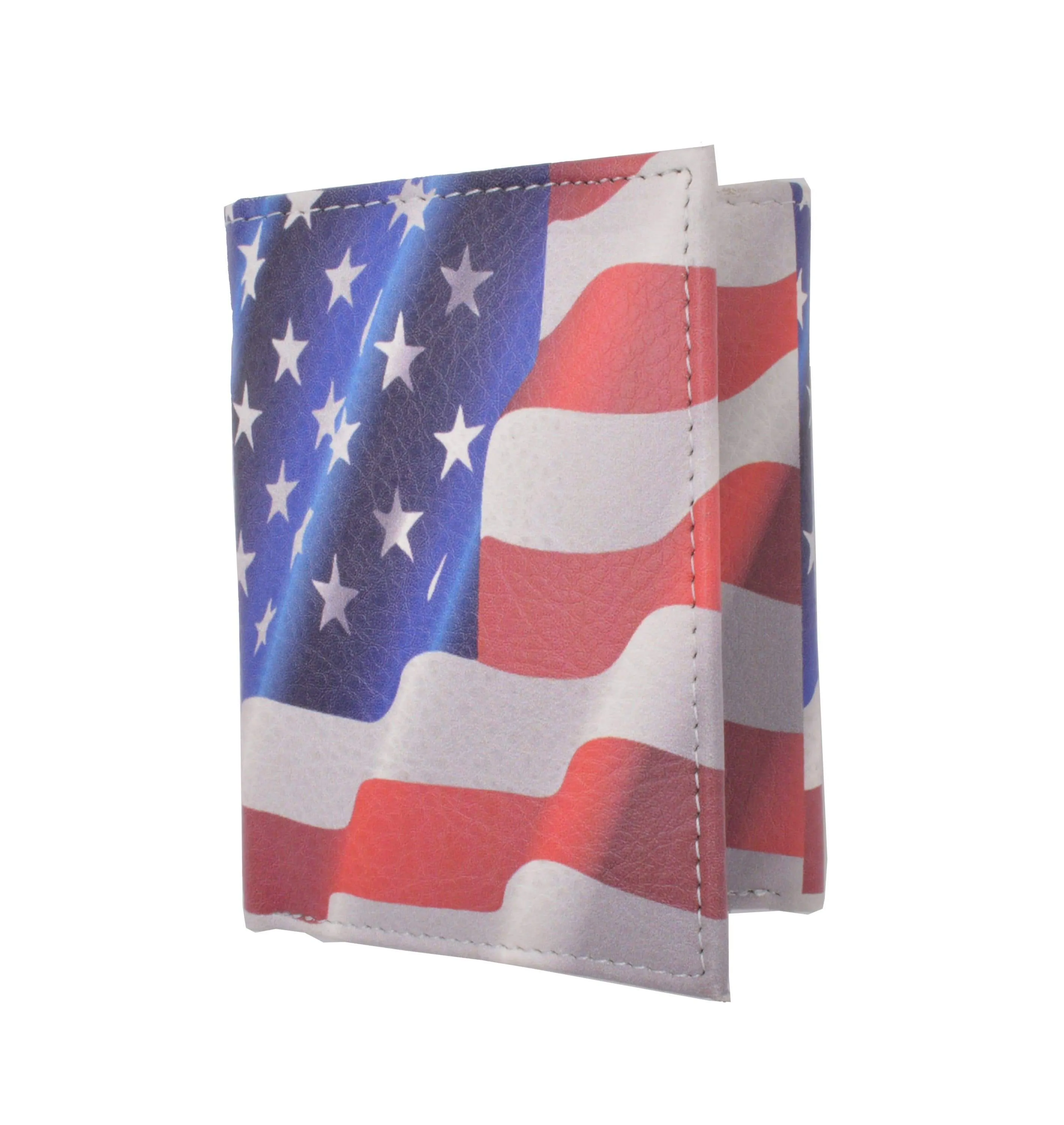 Men's genuine leather credit card id holder trifold wallet with middle flap 1346
