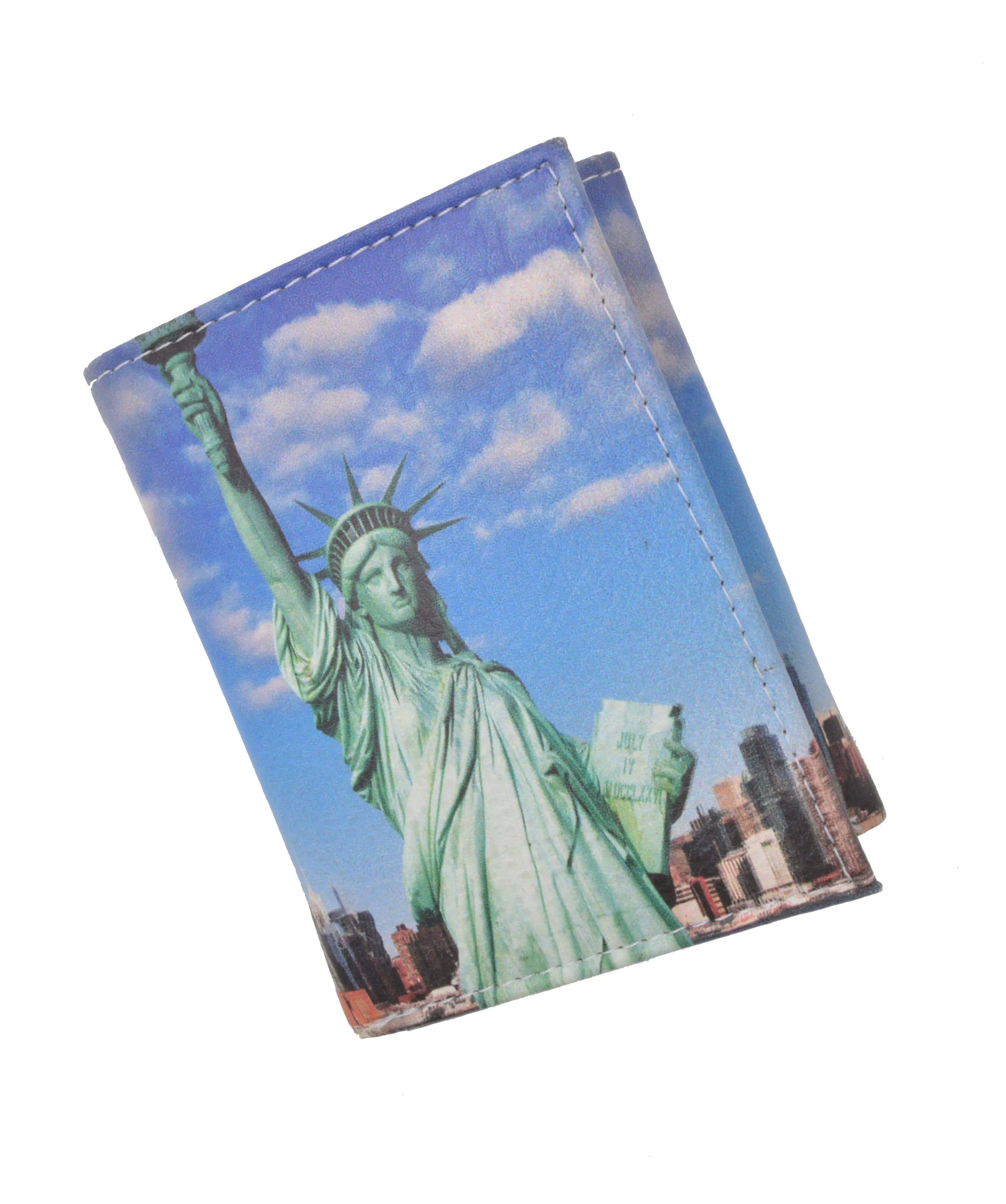 Men's genuine leather credit card id holder trifold wallet with middle flap 1346