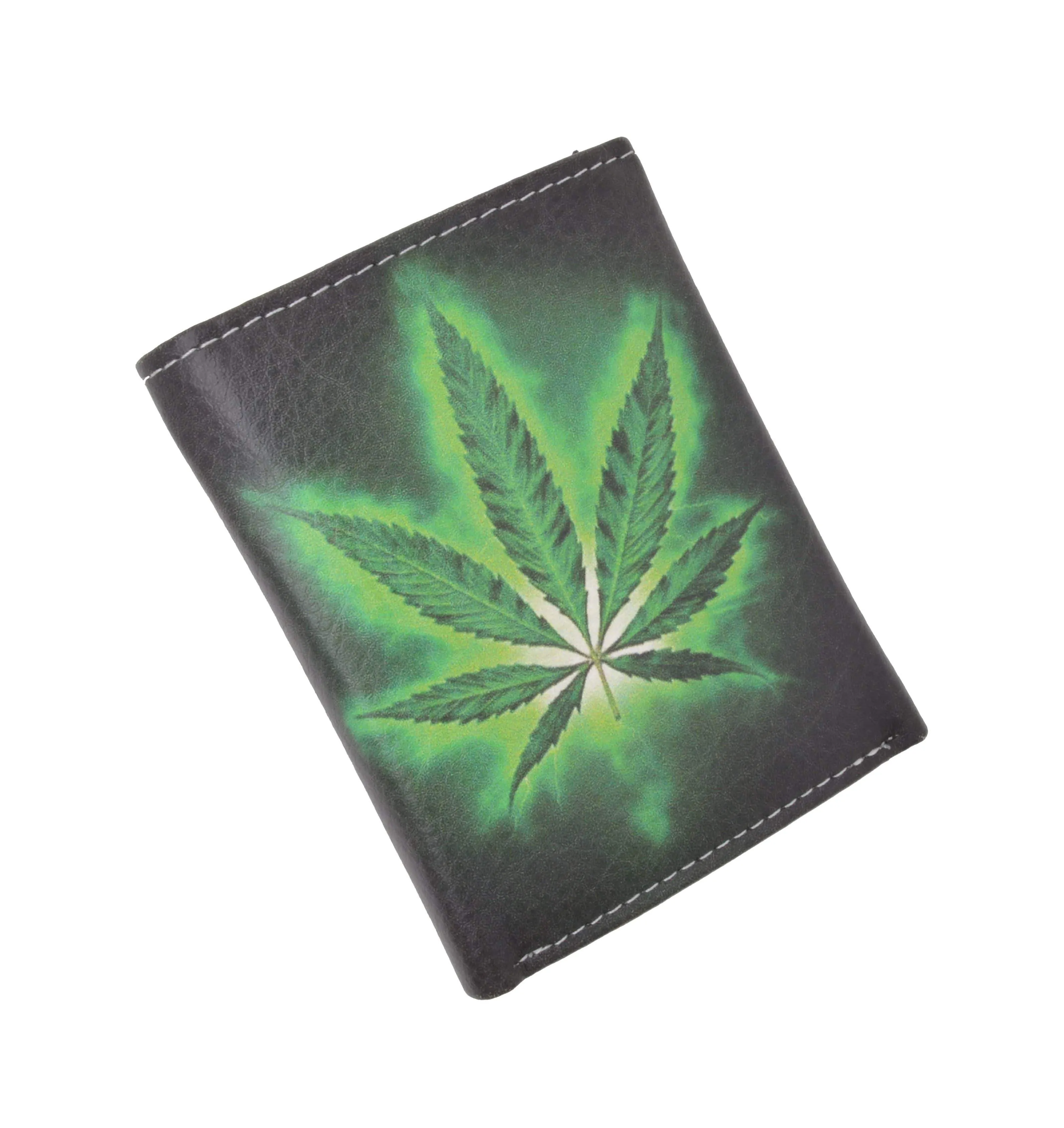 Men's genuine leather credit card id holder trifold wallet with middle flap 1346