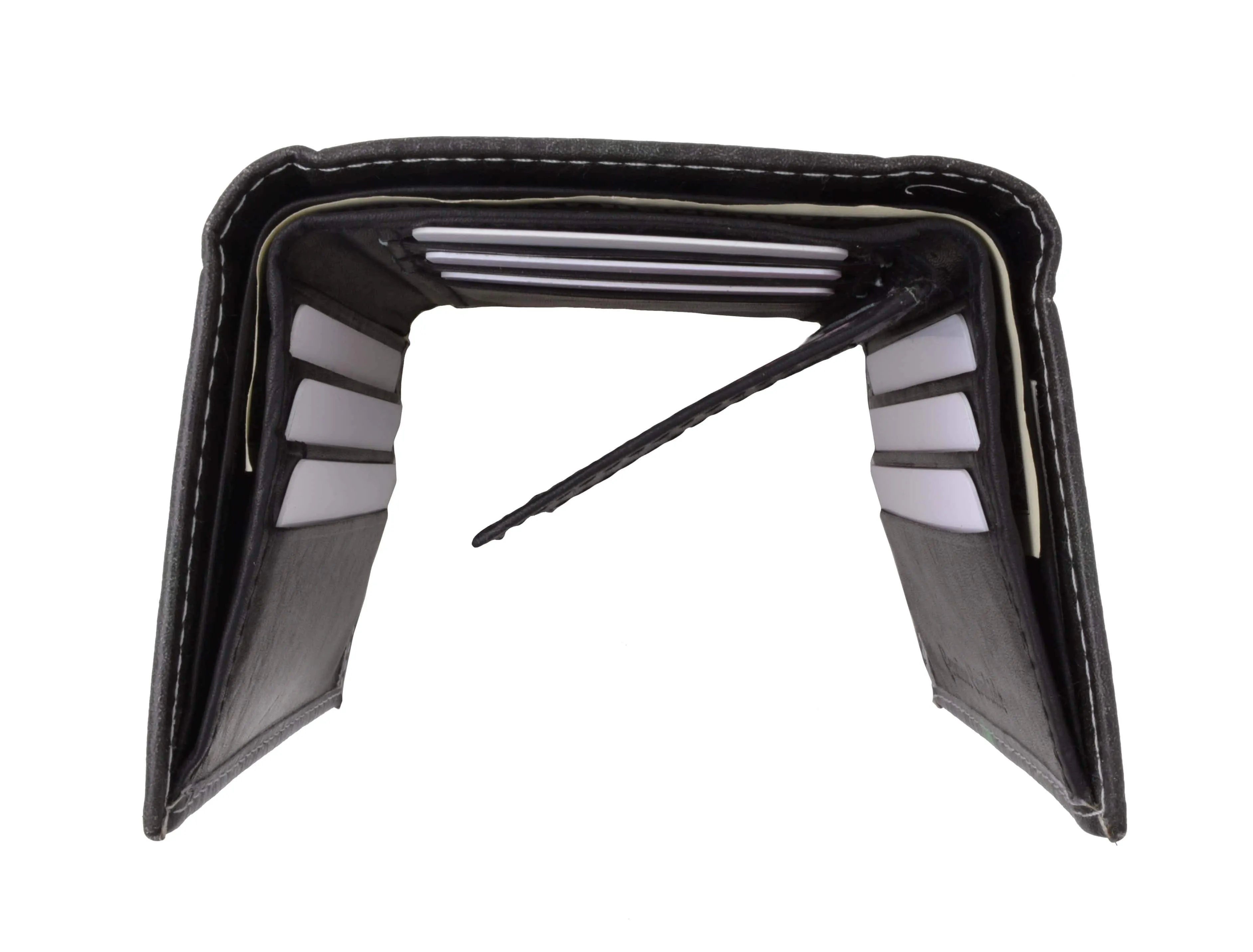 Men's genuine leather credit card id holder trifold wallet with middle flap 1346