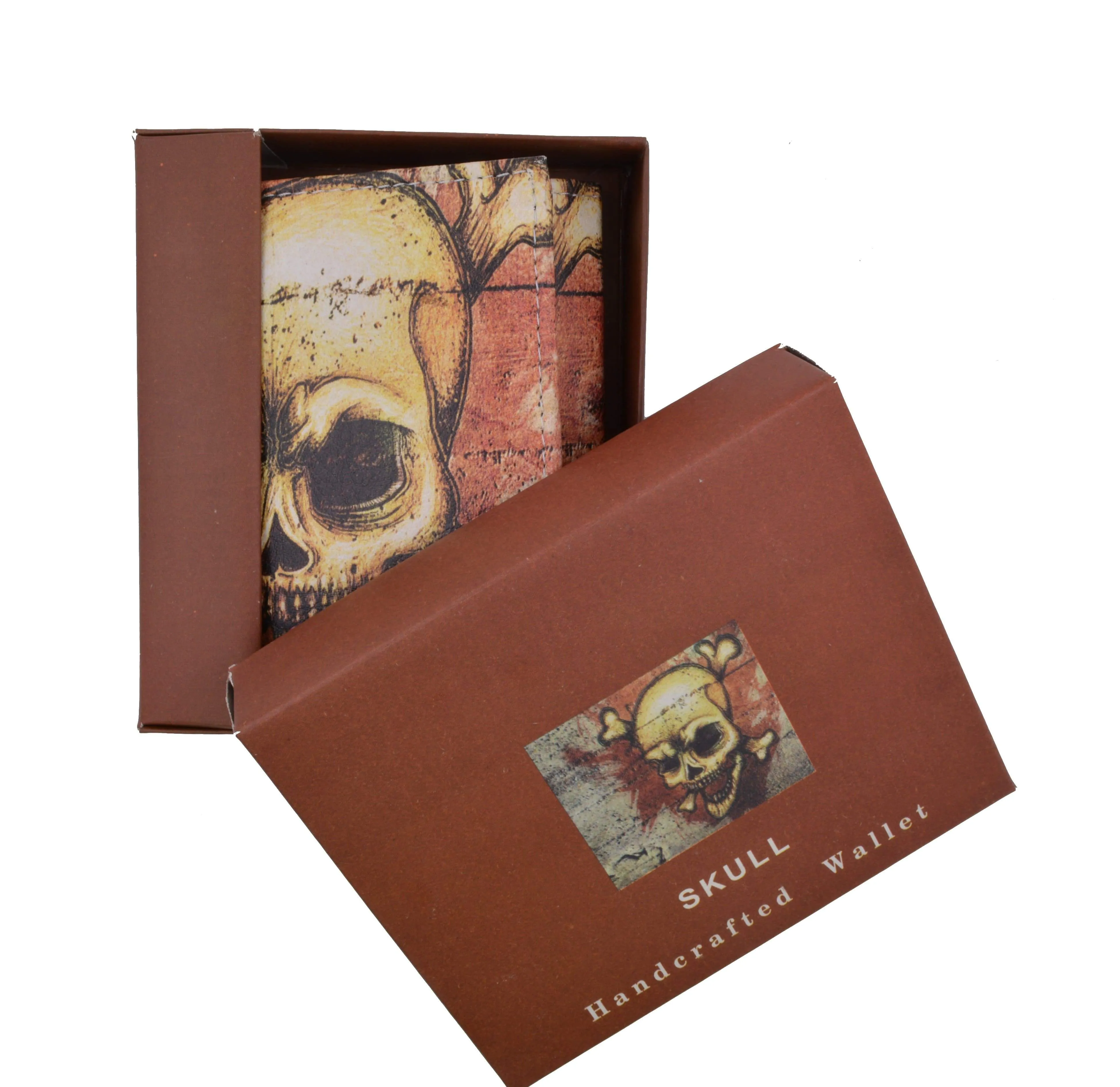 Men's genuine leather credit card id holder trifold wallet with middle flap 1346