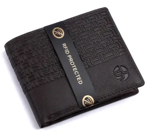 MENS LEATHER RFID WALLET WITH KEY RING COMBO 93706 (BROWN)